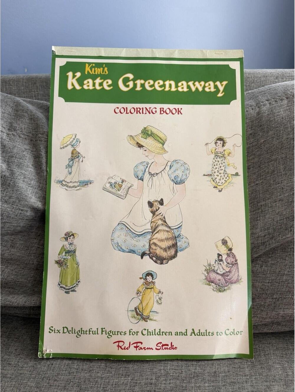 Vintage Kims Kate Greenaway Coloring Book Red Farm Studio 18x12 Unused